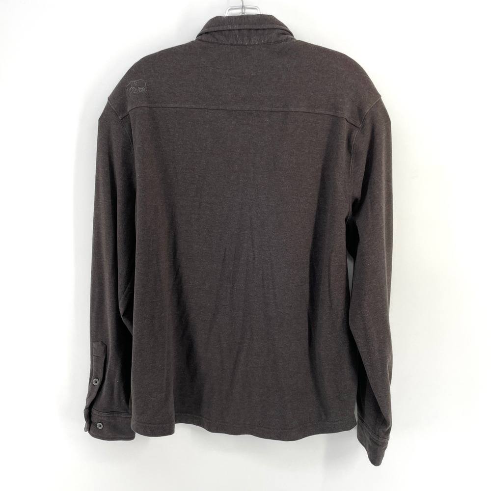 The Normal Brand Long Sleeve Button Down Knit Shirt Mens L Heather Gray Bear - Picture 7 of 13